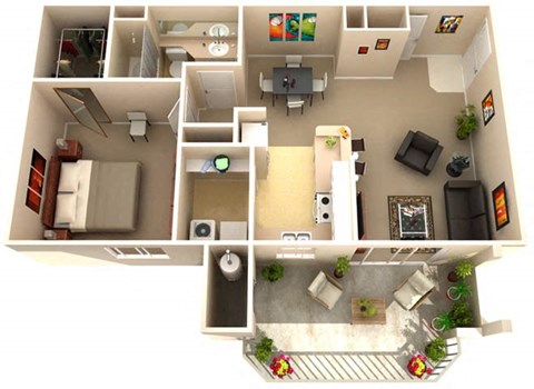 Aspen One Bedroom One Bathroom Floor Plan in Fairfield, CA